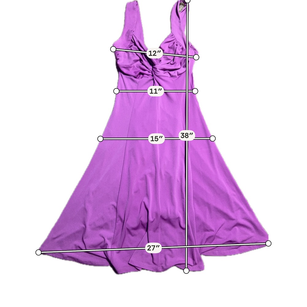 Moda International Purple Twist Front V-Neck Sleeveless A-Line Midi Dress XS - Picture 3 of 5